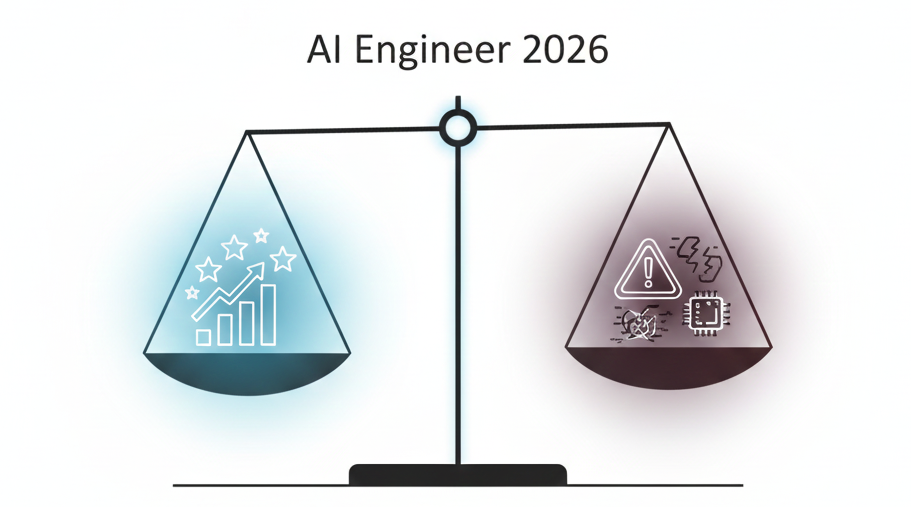 AI Engineer 2026 career pros and cons scale.
