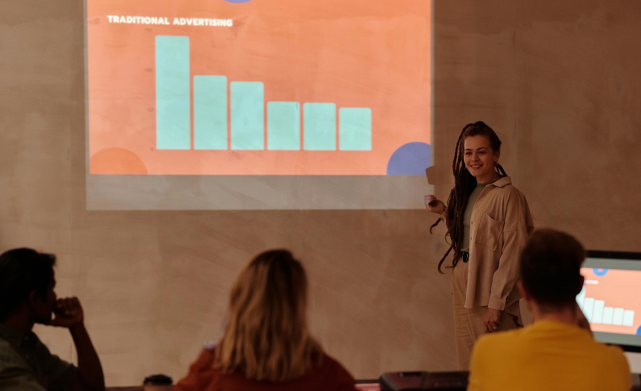 AI tools vs business systems Business presentation showing declining traditional advertising results