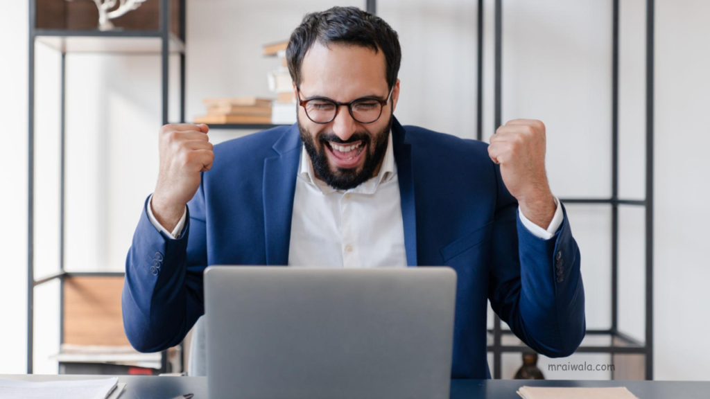 a man happy with content writing income 