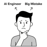 Confused person choosing between AI Engineer and a big mistake.
