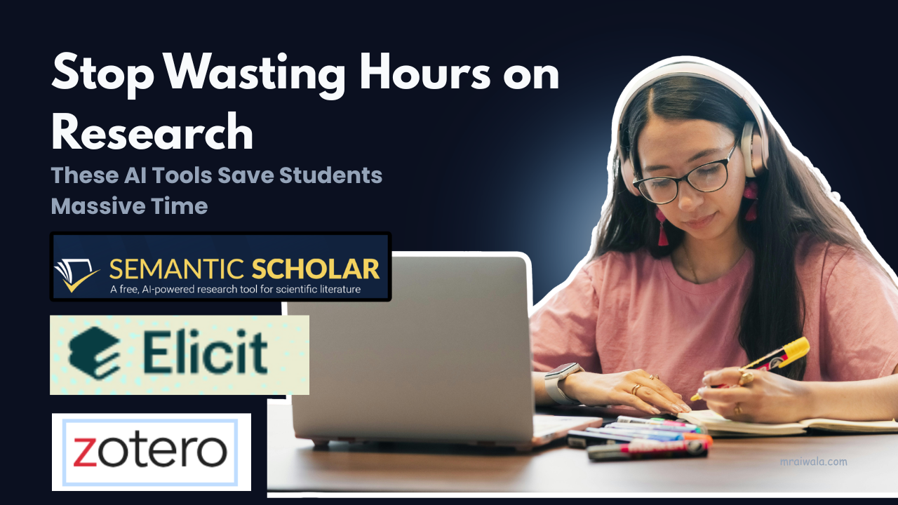 AI tools for students writing research papers on laptop